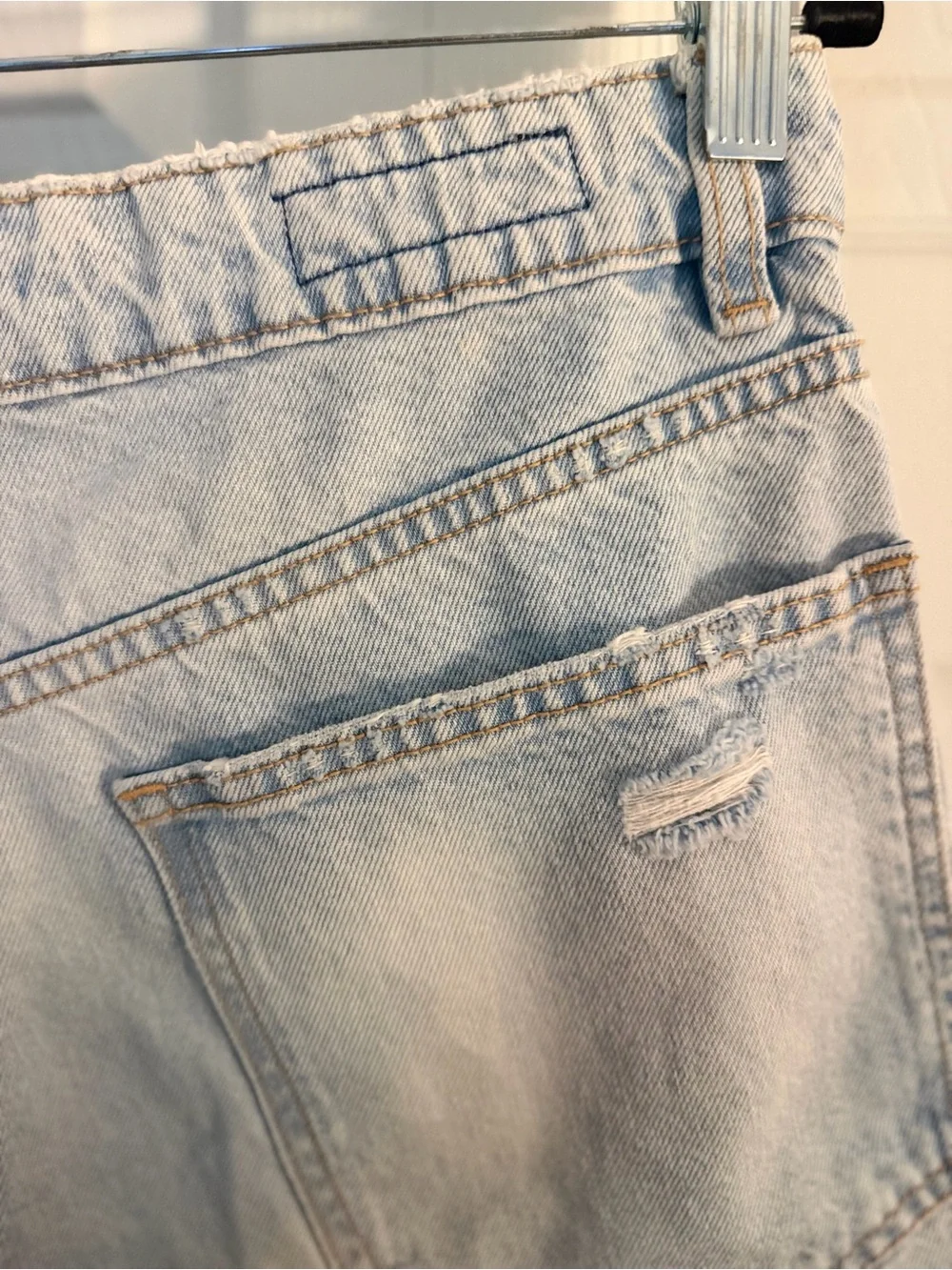 Zara Asymmetrical Crossover High Waist Wide Leg Denim Jorts Size 42 / 10